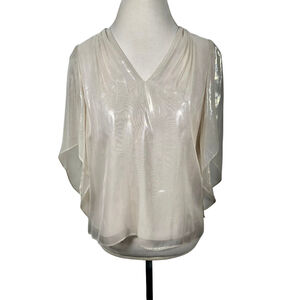 Anna Cate Collection Gold Liquid Knit Shimmer Top Evening Party Flowly Size S